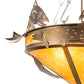 Meyda Lighting Catch of the Day 30" 4-Light Antique Copper Inverted Pendant Light With Amber Mica Shade Glass
