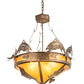 Meyda Lighting Catch of the Day 30" 4-Light Antique Copper Inverted Pendant Light With Amber Mica Shade Glass