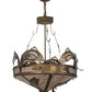 Meyda Lighting Catch of the Day 30" 4-Light Antique Copper Inverted Pendant Light With Silver Mica Shade Glass