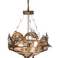 Meyda Lighting Catch of the Day 30" 4-Light Antique Copper Inverted Pendant Light With Silver Mica Shade Glass