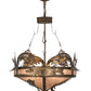 Meyda Lighting Catch of the Day 30" 4-Light Antique Copper Inverted Pendant Light With Silver Mica Shade Glass