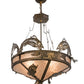 Meyda Lighting Catch of the Day 30" 4-Light Antique Copper Inverted Pendant Light With Silver Mica Shade Glass