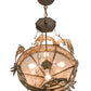 Meyda Lighting Catch of the Day 30" 4-Light Antique Copper Inverted Pendant Light With Silver Mica Shade Glass