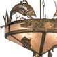 Meyda Lighting Catch of the Day 30" 4-Light Antique Copper Inverted Pendant Light With Silver Mica Shade Glass