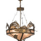 Meyda Lighting Catch of the Day 30" 4-Light Antique Copper Inverted Pendant Light With Silver Mica Shade Glass