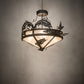 Meyda Lighting Catch of the Day 30" 4-Light Oil Rubbed Bronze Leaping Trout Inverted Pendant Light With Silver Mica Shade Glass