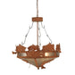 Meyda Lighting Catch of the Day 32" 4-Light Earth Bass Inverted Pendant Light With Silver Mica Shade Glass