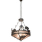 Meyda Lighting Catch of the Day 33" 4-Light Industrial Steel Sailfish Inverted Pendant Light With Silver Mica Shade Glass