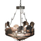 Meyda Lighting Catch of the Day 33" 4-Light Industrial Steel Sailfish Inverted Pendant Light With Silver Mica Shade Glass