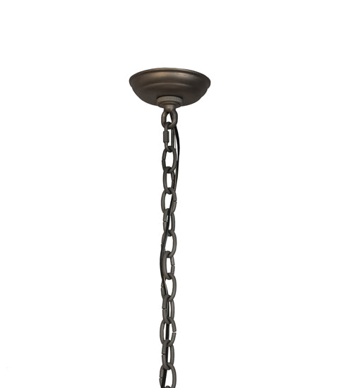 Meyda Lighting Catch of the Day 33" 4-Light Industrial Steel Sailfish Inverted Pendant Light With Silver Mica Shade Glass
