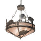 Meyda Lighting Catch of the Day 33" 4-Light Industrial Steel Sailfish Inverted Pendant Light With Silver Mica Shade Glass