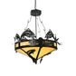 Meyda Lighting Catch of the Day 34" 4-Light Textured Black Inverted Pendant Light With Beige Art Shade Glass