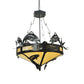 Meyda Lighting Catch of the Day 34" 4-Light Textured Black Inverted Pendant Light With Beige Art Shade Glass