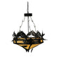 Meyda Lighting Catch of the Day 34" 4-Light Textured Black Inverted Pendant Light With Beige Art Shade Glass