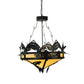 Meyda Lighting Catch of the Day 34" 4-Light Textured Black Inverted Pendant Light With Beige Art Shade Glass