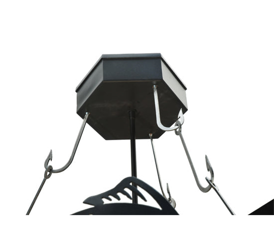 Meyda Lighting Catch of the Day 34" 4-Light Textured Black Inverted Pendant Light With Beige Art Shade Glass