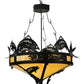 Meyda Lighting Catch of the Day 34" 4-Light Textured Black Inverted Pendant Light With Beige Art Shade Glass