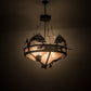 Meyda Lighting Catch of the Day 35" 6-Light Timeless Bronze Inverted Pendant Light With Silver Mica Shade Glass