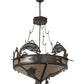 Meyda Lighting Catch of the Day 35" 6-Light Timeless Bronze Inverted Pendant Light With Silver Mica Shade Glass