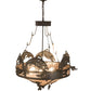 Meyda Lighting Catch of the Day 35" 6-Light Timeless Bronze Inverted Pendant Light With Silver Mica Shade Glass