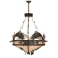 Meyda Lighting Catch of the Day 35" 6-Light Timeless Bronze Inverted Pendant Light With Silver Mica Shade Glass
