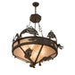 Meyda Lighting Catch of the Day 35" 6-Light Timeless Bronze Inverted Pendant Light With Silver Mica Shade Glass