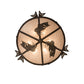 Meyda Lighting Catch of the Day 35" 6-Light Timeless Bronze Inverted Pendant Light With Silver Mica Shade Glass