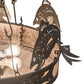 Meyda Lighting Catch of the Day 35" 6-Light Timeless Bronze Inverted Pendant Light With Silver Mica Shade Glass