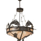Meyda Lighting Catch of the Day 35" 6-Light Timeless Bronze Inverted Pendant Light With Silver Mica Shade Glass