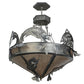 Meyda Lighting Catch of the Day 39" 6-Light Industrial Steel Inverted Pendant Light With Silver Mica Shade Glass