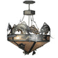 Meyda Lighting Catch of the Day 39" 6-Light Industrial Steel Inverted Pendant Light With Silver Mica Shade Glass