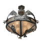 Meyda Lighting Catch of the Day 39" 6-Light Industrial Steel Inverted Pendant Light With Silver Mica Shade Glass