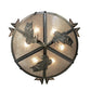 Meyda Lighting Catch of the Day 39" 6-Light Industrial Steel Inverted Pendant Light With Silver Mica Shade Glass