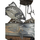 Meyda Lighting Catch of the Day 39" 6-Light Industrial Steel Inverted Pendant Light With Silver Mica Shade Glass
