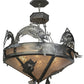 Meyda Lighting Catch of the Day 39" 6-Light Industrial Steel Inverted Pendant Light With Silver Mica Shade Glass