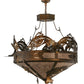 Meyda Lighting Catch of the Day 45" 6-Light Antique Copper Inverted Pendant Light With Silver Mica Shade Glass