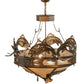 Meyda Lighting Catch of the Day 45" 6-Light Antique Copper Inverted Pendant Light With Silver Mica Shade Glass