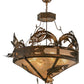 Meyda Lighting Catch of the Day 45" 6-Light Antique Copper Inverted Pendant Light With Silver Mica Shade Glass