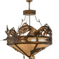 Meyda Lighting Catch of the Day 45" 6-Light Antique Copper Inverted Pendant Light With Silver Mica Shade Glass