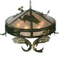 Meyda Lighting Catch of the Day 48" 6-Light Antique Copper Trout Pendant Light With Silver Mica Shade Glass