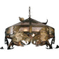 Meyda Lighting Catch of the Day 48" 6-Light Antique Copper Trout Pendant Light With Silver Mica Shade Glass