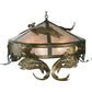 Meyda Lighting Catch of the Day 48" 6-Light Antique Copper Trout Pendant Light With Silver Mica Shade Glass