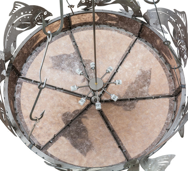 Meyda Lighting Catch of the Day 48" 6-Light Inverted Pendant Light With Silver Mica Shade Glass