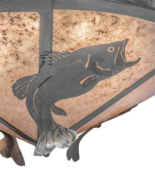 Meyda Lighting Catch of the Day 48" 6-Light Inverted Pendant Light With Silver Mica Shade Glass