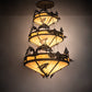 Meyda Lighting Catch of the Day 58" 18-Light 3-Tier Antique Copper Trout Chandelier With Travertine Idalight Shade