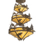 Meyda Lighting Catch of the Day 58" 18-Light 3-Tier Antique Copper Trout Chandelier With Travertine Idalight Shade