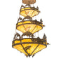 Meyda Lighting Catch of the Day 58" 18-Light 3-Tier Antique Copper Trout Chandelier With Travertine Idalight Shade