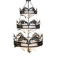 Meyda Lighting Catch of the Day 58" 18-Light 3-Tier Oil Rubbed Bronze Chandelier With Whitestone Shade