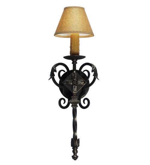 Meyda Lighting Catherine 7" Gilded Tobacco Wall Sconce With Brown Parchment Shade