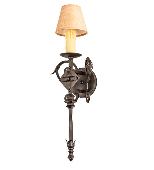 Meyda Lighting Catherine 8" Chestnut Wall Sconce With Beige Parchment Shade